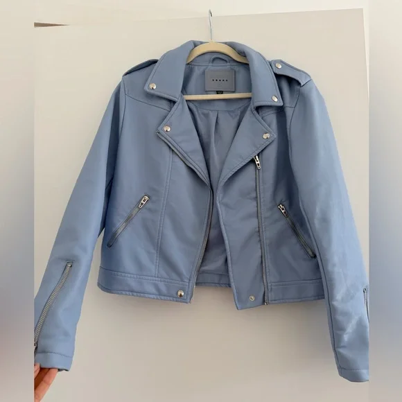 Light Blue Moto Jacket - Picture 1 of 2
